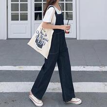 牛仔背带裤女韩版宽松直筒吊带裤2025新款秋季减龄百搭裤子潮ins