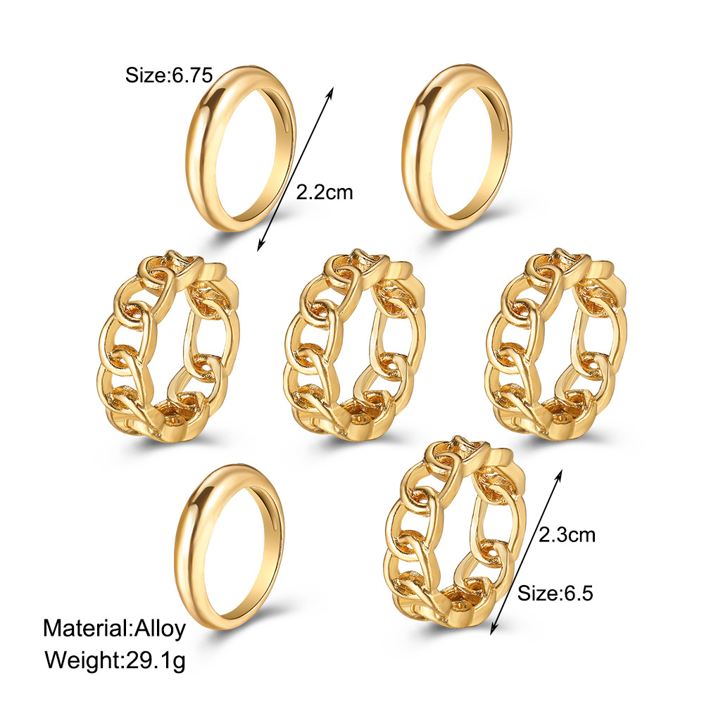 Creative Simple Fashion Temperament Jewelry Jewelry Alloy Multi-chain Joint Ring Set Of 7 display picture 1