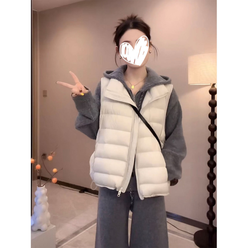 2025 Autumn/Winter New White Duck down Vest for Women, Petite Size, Warm and Versatile Outerwear Vest Top