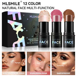 高光腮红修容棒套装面部轮廓阴影笔提亮卧蚕腮红膏多功能跨境彩妆