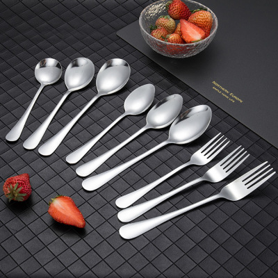 不锈钢加厚西餐勺叉家用成人套装甜品勺饭勺汤勺调羹勺汤匙赠品|ms