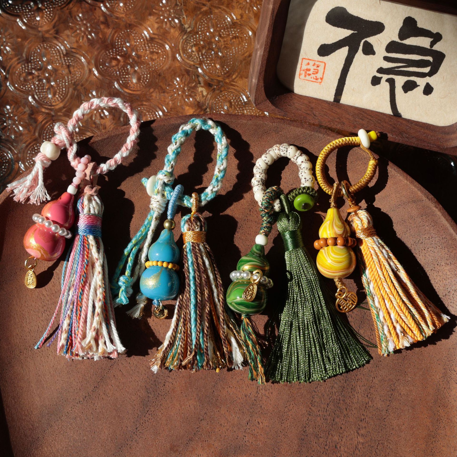 Original pink lacquer gourd slide pendant bag hanging mobile phone hanging key hanging car hanging fashion jewelry SH3141