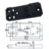 Black plastic buckle 30 wide 4 holes 47.5 hole spacing