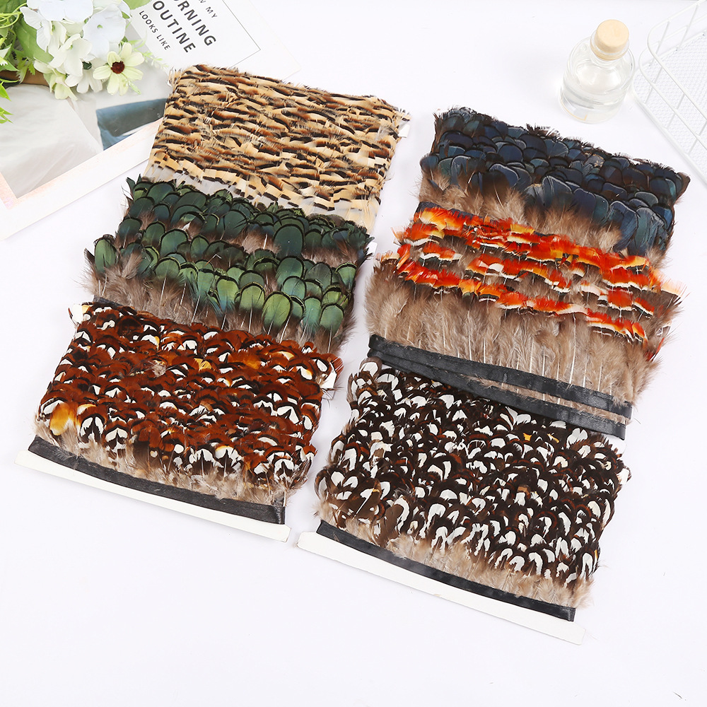 彩色孔雀兰羽毛复古羽毛花边手工DIY服装辅料花边布条厂家批发