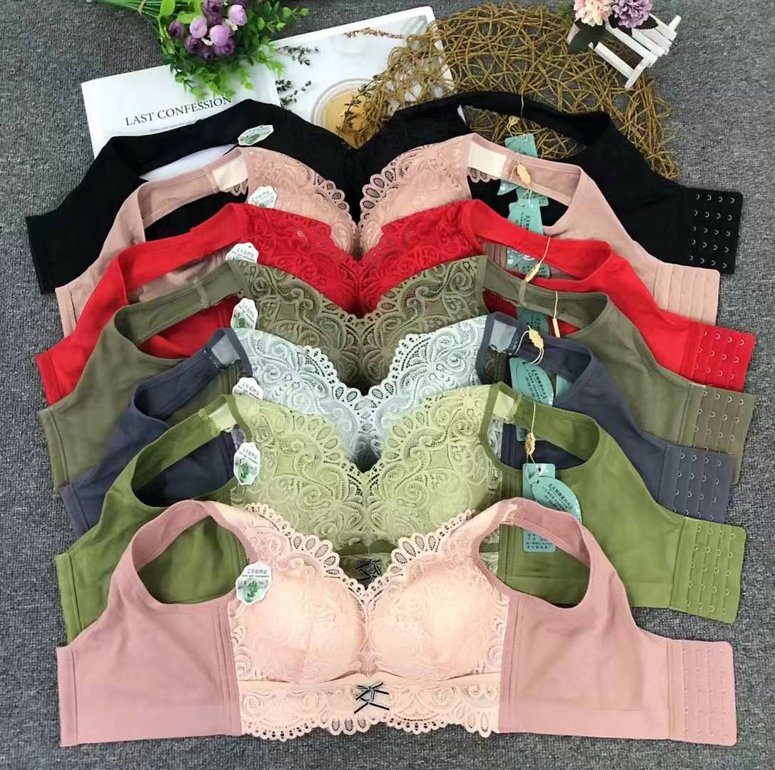Nuevo sujetador de alta calidad de moda de encaje jacquard transpirable y cómodo ajuste lateral de pecho de botón múltiple ropa interior mujer