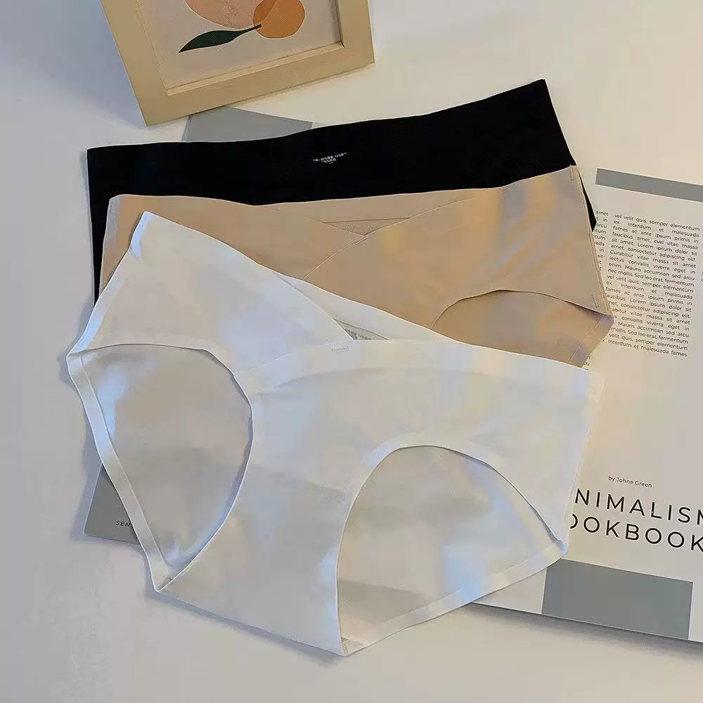 冰丝无痕内裤女V型低腰透气纯棉抗菌裆薄款女士三角裤透气抗菌