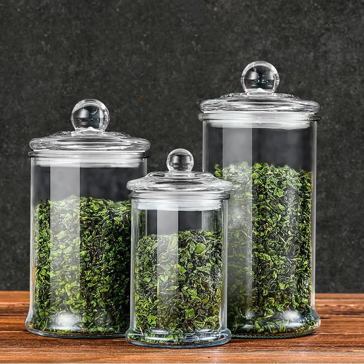 Glass Sealed Jar Household Transparent Tea Jar with Lid Moisture-Proof and Insect-Proof Grain Storage Jar Scented Tea Packaging Jar