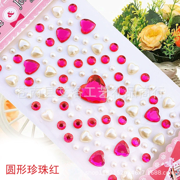 Crystal Patch Acrylic Gem Stickers, Plum Blossom & Heart Designs, 18 × 8.5 cm