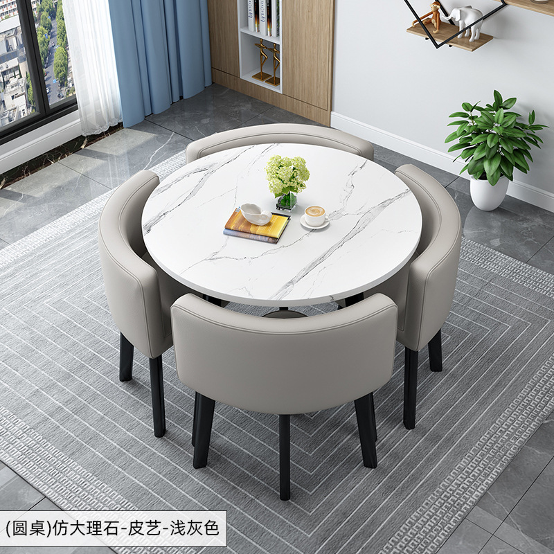 Simple Recepción y negociación pequeña mesa redonda mesa de recepción negociación reunión mesa de invitados y silla traje Oficina área de descanso mesa y silla combinación