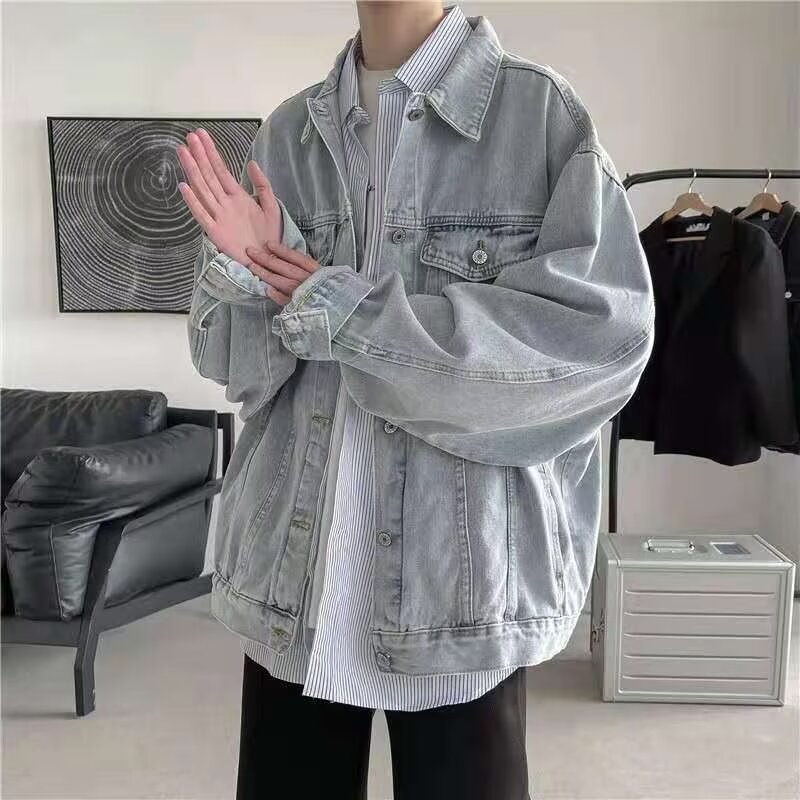 Cardigan Button Denim Jacket For Men, Loose And Versatile, Youth Jacket, Light Luxury And High-end Top_voghion.com