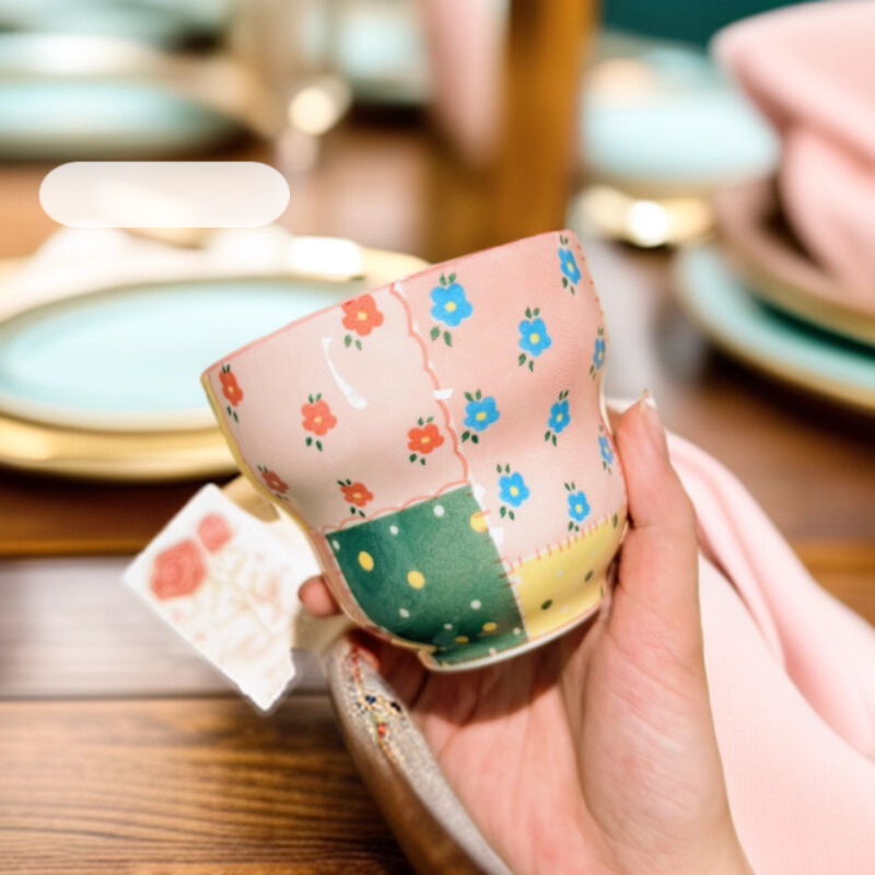 New Spliced ​​Color Ceramic Cup, Underglaze Color Ceramic Tableware, Household Ceramic Gourd Cup, Ceramic Dish Set