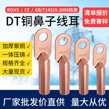 国标DT铜鼻子加厚紫铜镀锡耐腐蚀电缆接线鼻子铜线耳冷压接线端子