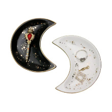 月亮首饰盘梳妆台收纳盘卫浴摆件戒指托盘北欧陶瓷首饰架家居摆件