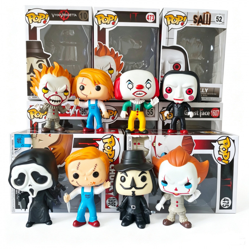 New cross-border horror movie merchandise: Clown Returns, Ghost Doll Returns, V for Vendetta, Scream, Chainsaw Man boxed figurines New cross-border horror movie merchandise: Clown Returns, Ghost Doll Returns, V for Vendetta, Scream, Chainsaw Man boxed figurines