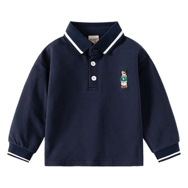 Children's Long-Sleeved T-Shirt 2026 Spring New Style Boys' Polo Shirt Baby Bottoming Lapel Top Trendy Kidsren's Clothing Wholesale