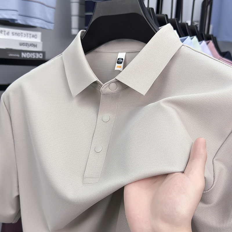 Wenyu ハイエンドアイスシルク中年男性半袖ポロシャツ夏の Tシャツ 2025 新しいルーズ Tシャツトップ|undefined