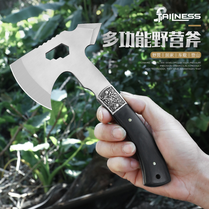 Camp axe, wood-cutting axe, bone axe, outdoor axe, portable small axe, multi-functional fire axe, car-mounted rescue axe