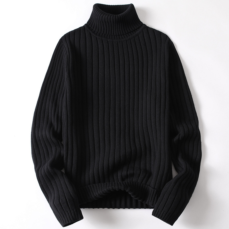 Winter Men's Turtleneck Knitwear Trbottomyy Slim Fit Thickeneded Bottoming Knitwear Youth Long Collar Pure Color Twist Knitwear for Men