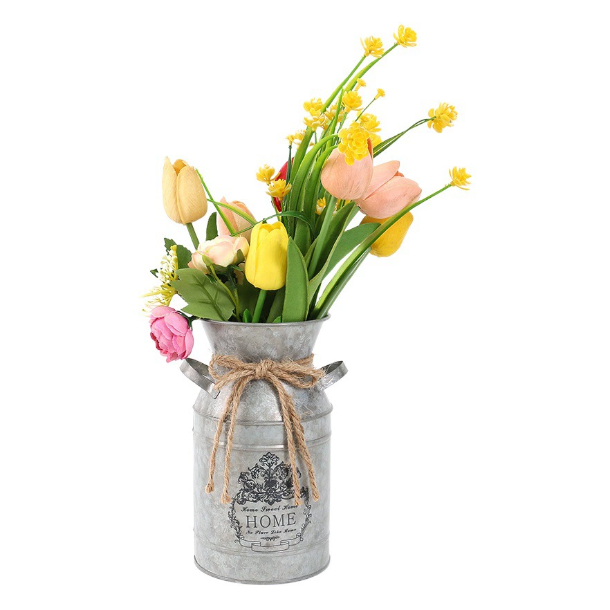 Заводская поставка Олово травление старая Цветочная композиция Оловянное ведро Садоводство Цветочная композиция цветочный горшок дома гостиная декоративная ваза