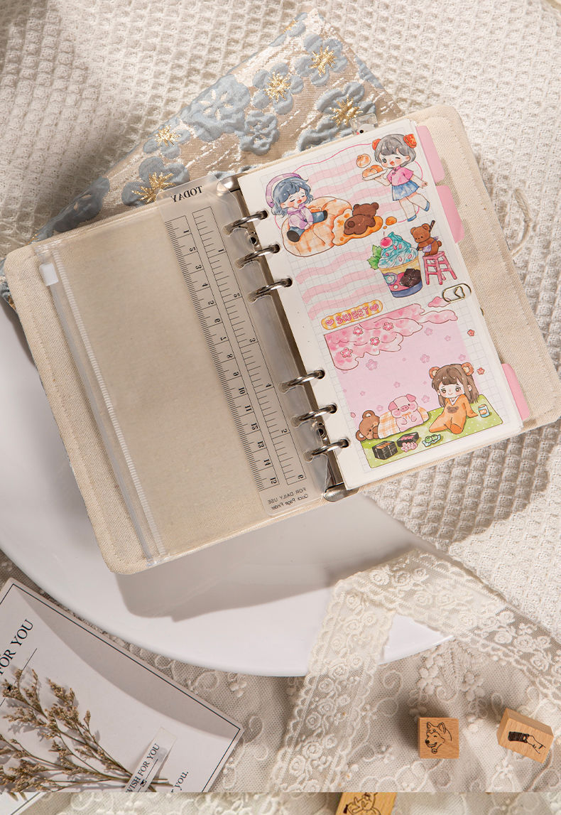 1 Pièce Multicolore Plante L'École L'Obtention Du Diplôme Chiffon Sans Bois Rétro Pastorale Lâche Cahier À Spirale display picture 9