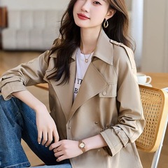 新款春秋风衣女短款小个子秋季大衣女士小西装外套2025女款卡其色