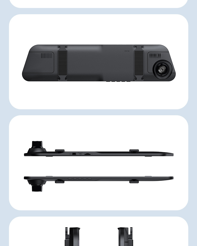 Y rearview mirror 1080P dashcam with IPS screen, night vision, dual front and rear recording, parking monitoring, universal