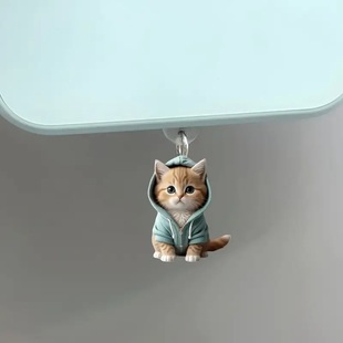Cute kitten acrylic mobile phone dust plug charging port protector for iPhone and Type-C interface