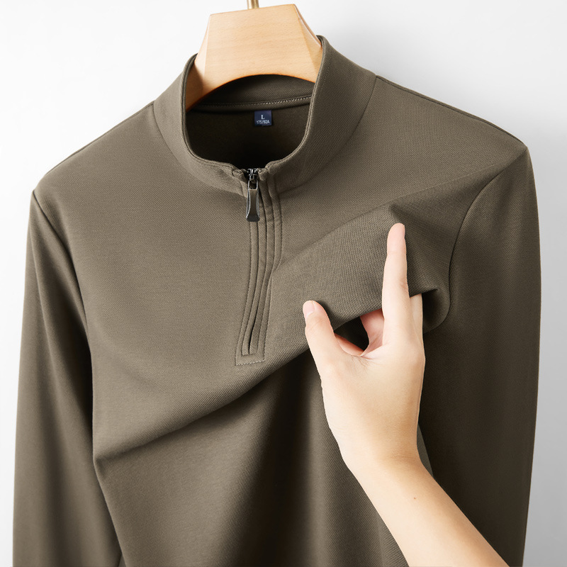 seda de morera con cremallera de manga larga camiseta hombre ocio infrarrojo lejano 7A antibacteriano camuflado calentamiento de color sólido vestido grueso otoño invierno