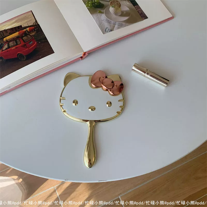Hello Kitty, объемное зеркальце, складная ручная ручка в мультяшном стиле