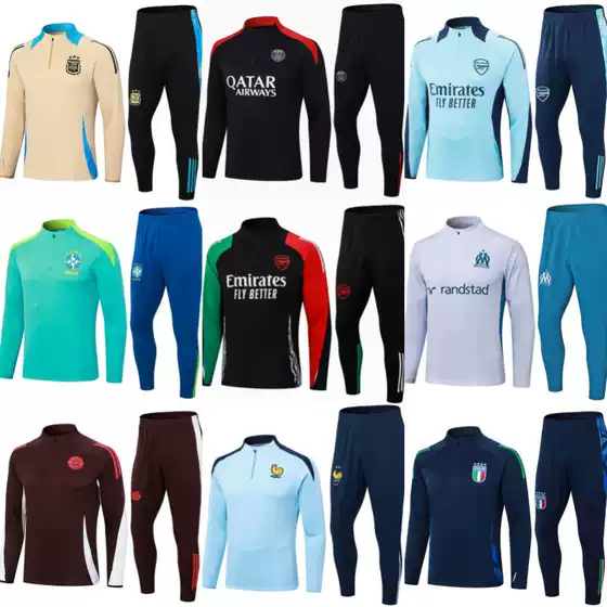 Factory Direct Paris Portugal Atletico Dortmund Arsenal Inter Soccer Jersey Long Sleeve Training Suit Set