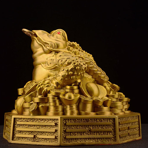 Brass Golden Toad Ornaments Brass Fortune Gathering Bagua Golden Toad Three-legged Toad Shop Office Decoration Opening Gift