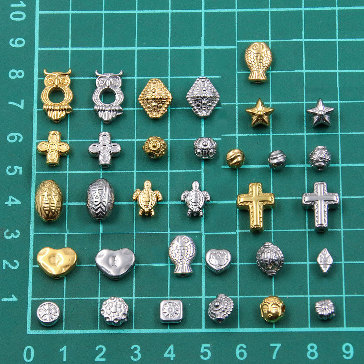 304 Stainless Steel Material Tortoise, Geometric, Fish Pattern 1 Piece 304 Stainless Steel Tortoise Geometric Fish Polished Beads Beads