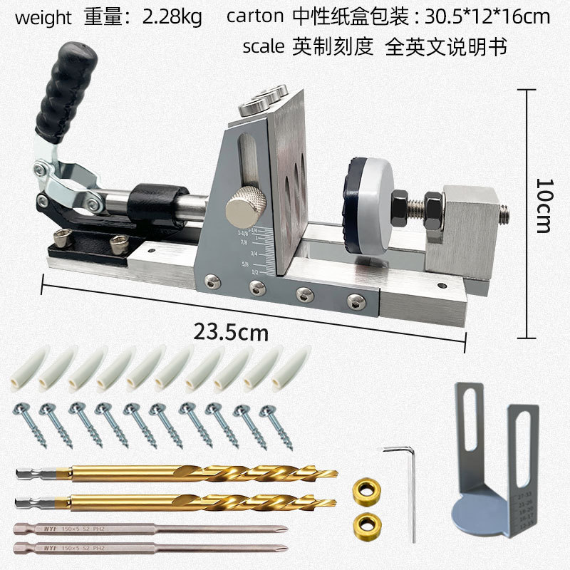 Carpintería Dispositivo de succión de polvo agujero oblicuo localizador de taladro 9,0 endurecido máquina de ojo oblicuo 9,5 herramienta agujero de bolsillo plantilla