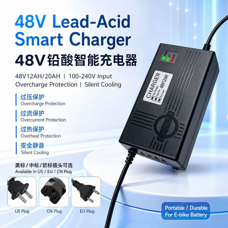 Cross-Border Lead-Acid Battery Charger 48V60V Electric Vehicle Charger Tricycle Self-Stop Temperature Protection Charger
