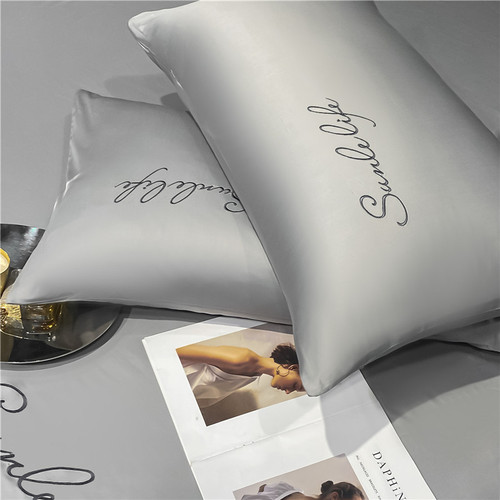 Ice Silk Bed Sheet Set with Washable Summer Embroidered Cooling Bed Cover Dust Cover Luxurious Bed Sheet Cover Mattress Cover