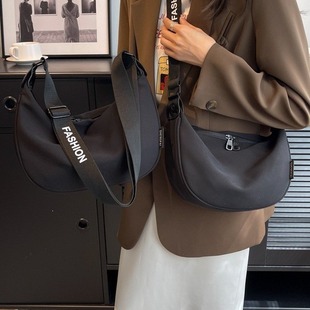 Cross-Border Nylon Bag for Women, Lazy Style Crescent Bag, Simple Couple Crossbody Bag, Dumpling Bag, Sports and Leisure Crossbody Bag