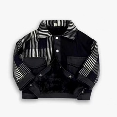 77231 童裝男童外套加絨加厚秋冬2023新款酷帥洋氣兒童冬裝棉服