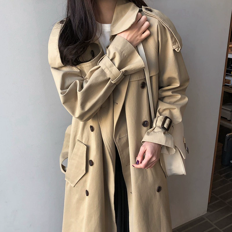 Long trench coat, brand jacket for students, mid-length, 2023, oversize