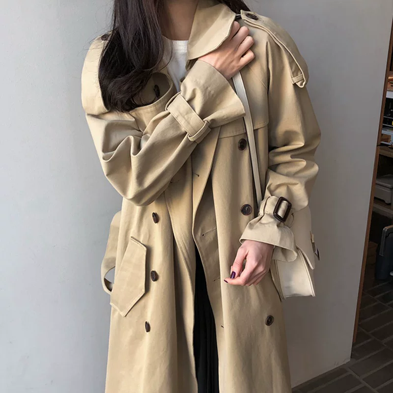 Long trench coat, brand jacket for students, mid-length, 2023, oversize