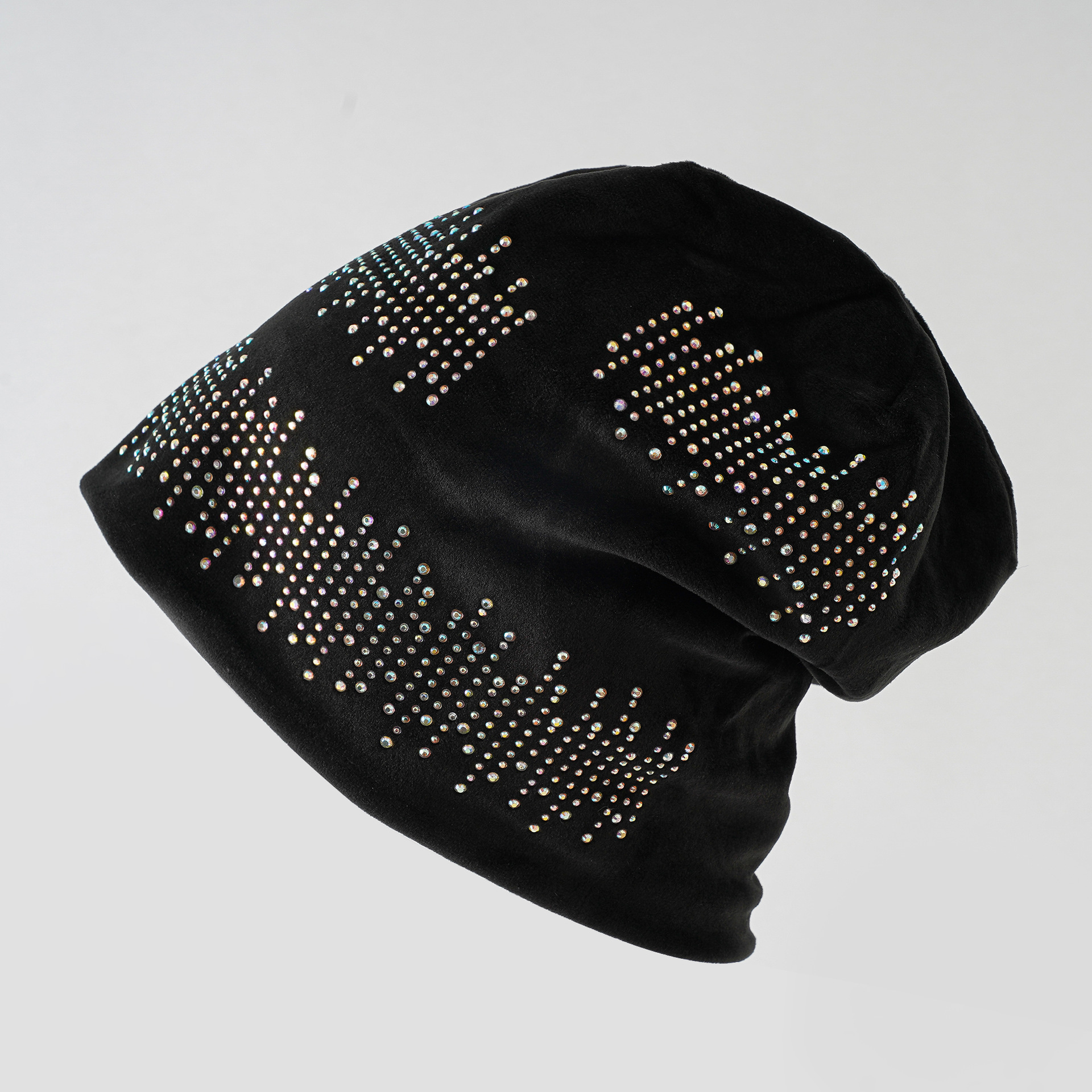 Europa y América del otoño y el invierno de las mujeres de doble capa rhinestone pullover Cap sombrero caliente delgada ocasional orejeras tapa Nueva tapa de pila