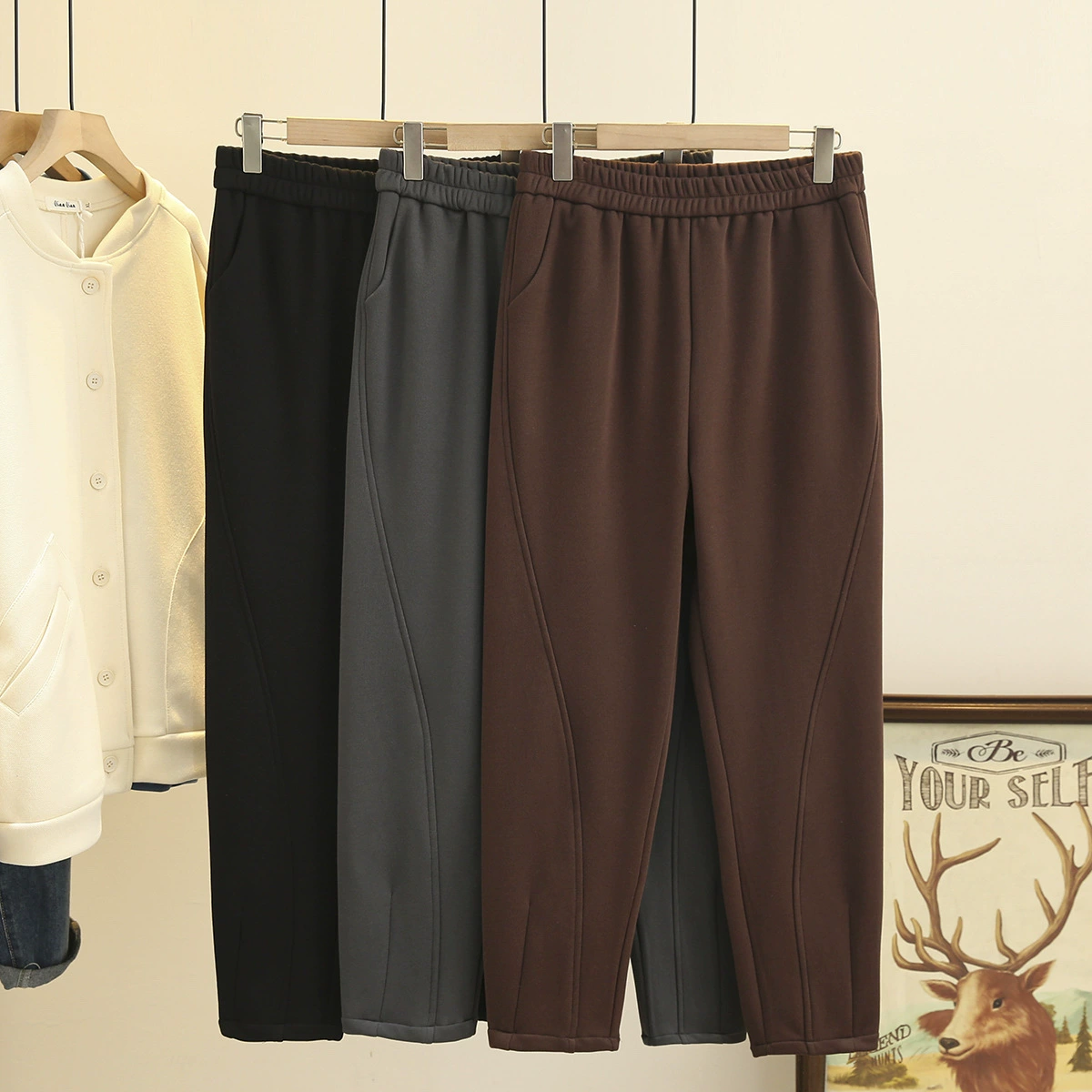 Новая зимняя Корейская версия из 200 кошек, толстые девушки, тонкие теплые брюки Harren на флисовой подкладке, большие размеры, женские Tide 7087