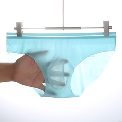 Solid color spring and summer new men's underwear, thin ice silk underwear for men, comfortable U convex bag men's briefs