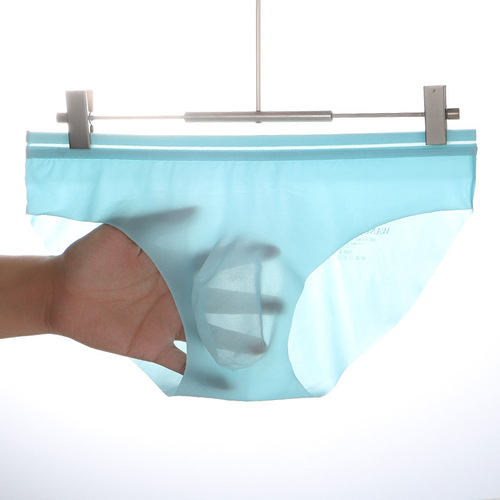 Solid color spring and summer new men's underwear, thin ice silk underwear for men, comfortable U convex bag men's briefs