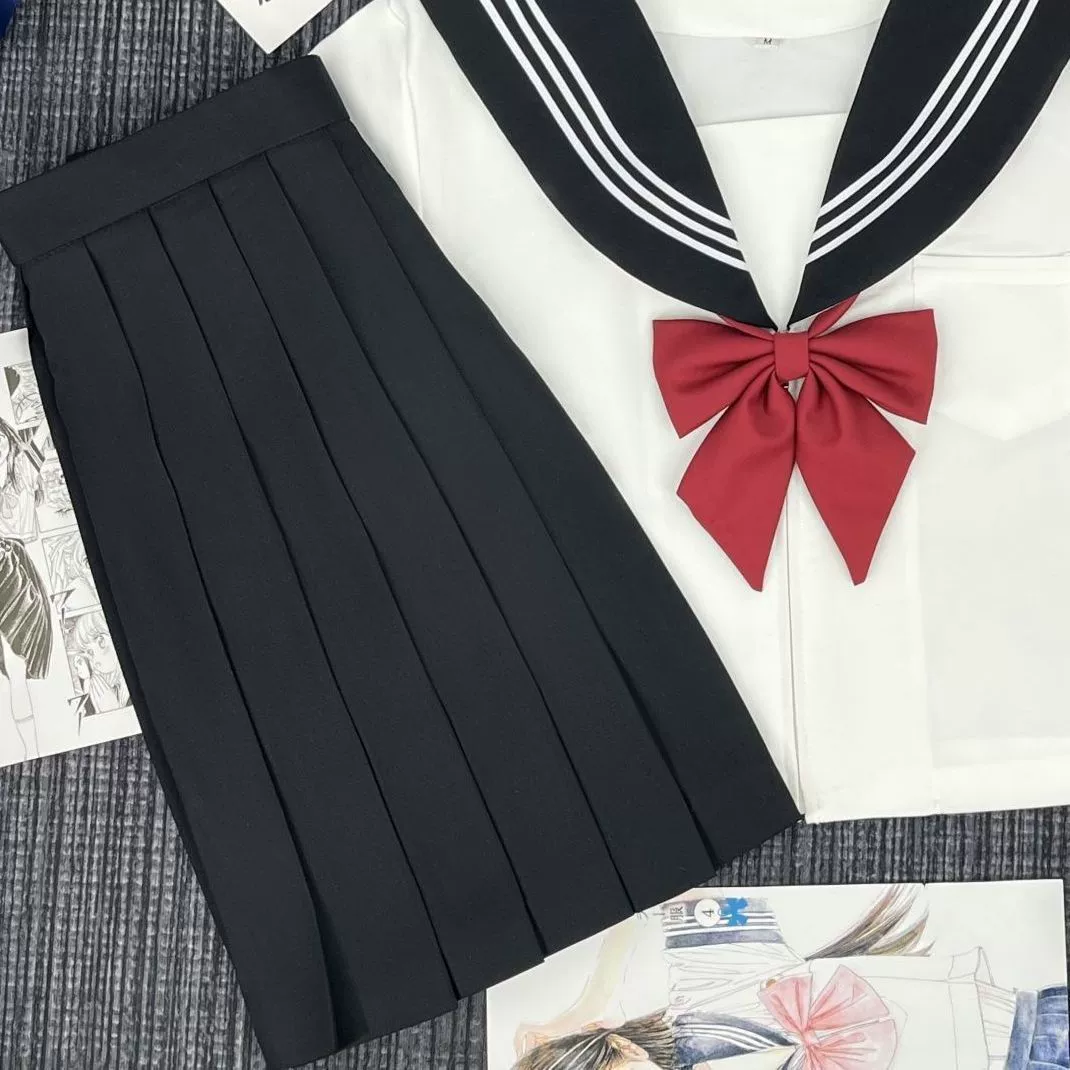 Базовая pleated юбка для учащихся, милый набор для учеников начальной школы, форма, плюс размер, с коротким рукавом