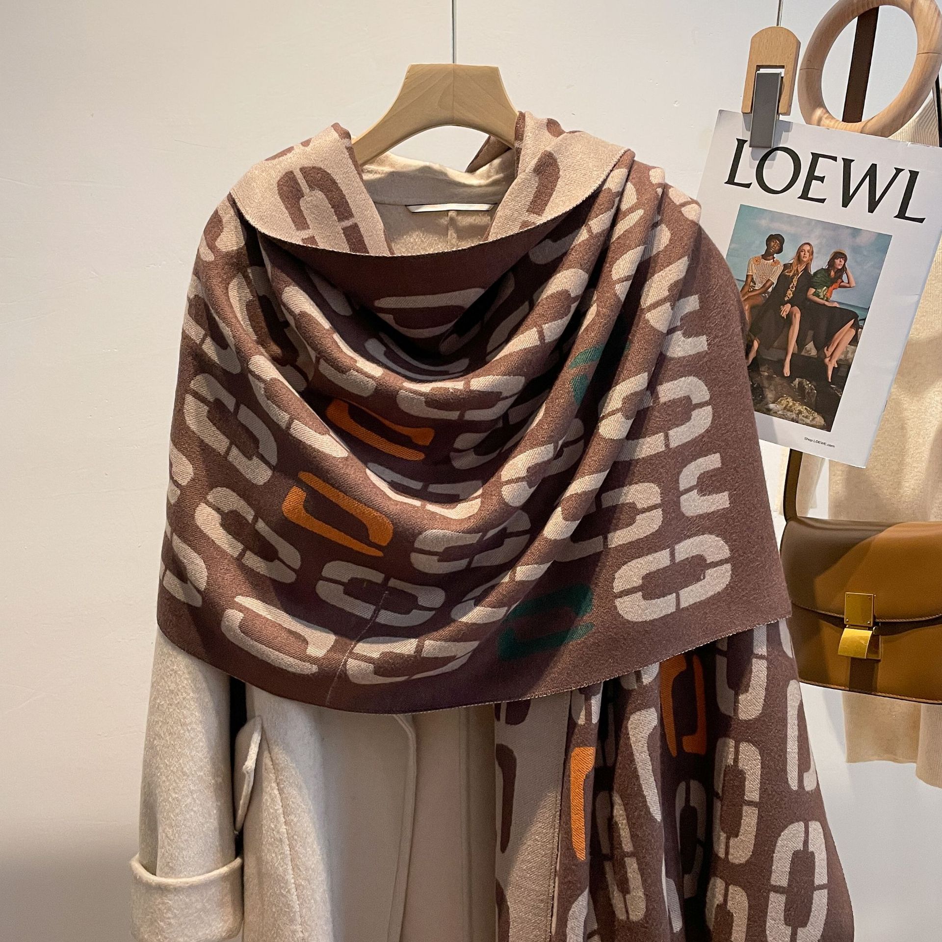 2022 Otoño e Invierno Nuevo estilo coreano bufanda de Cachemira de moda chal exterior largo cepillado engrosado bufanda a juego