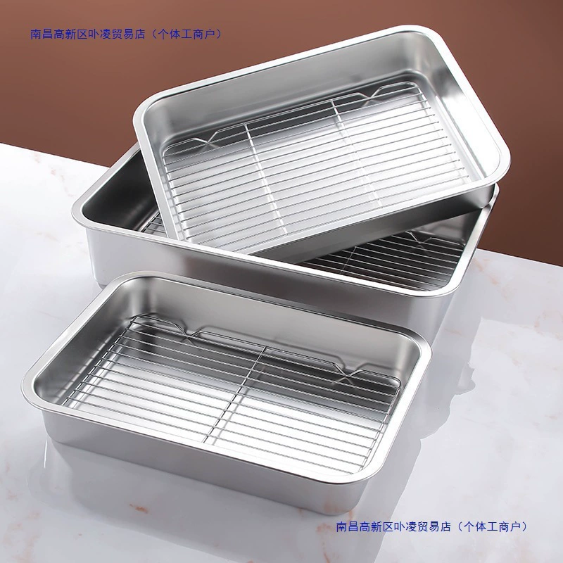 Поднос из нержавеющей стали для хранения, поднос для барбекю, прямоугольный квадратный поднос с квадратным фильтром, пищевая сливная чаша для домашнего использования