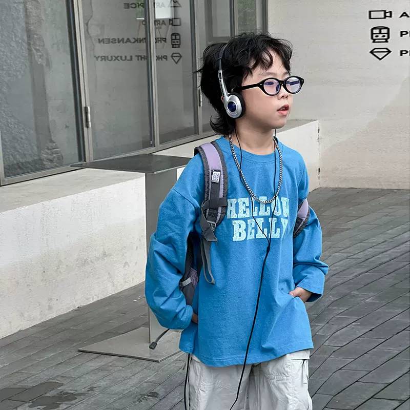 童装男童长袖T恤2025秋季新款儿童韩版休闲上衣大童宽松春秋衣服