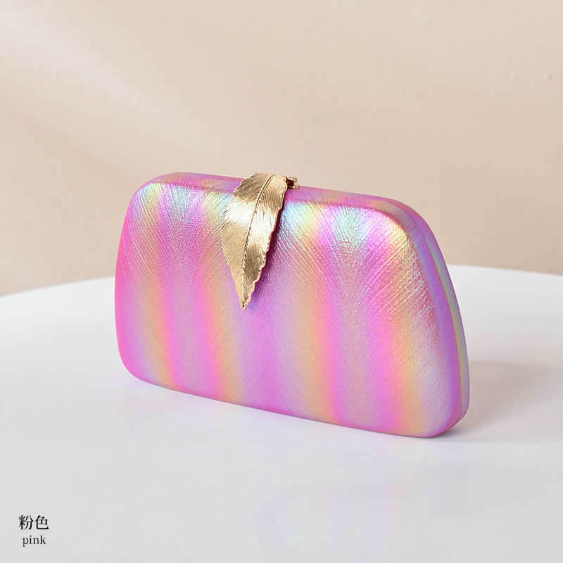 Estilo coreano de moda creativa bolsa de cena de hoja bolsa de teléfono móvil de las niñas desmontaje cadena gradiente nueva bolsa de banquete de mano