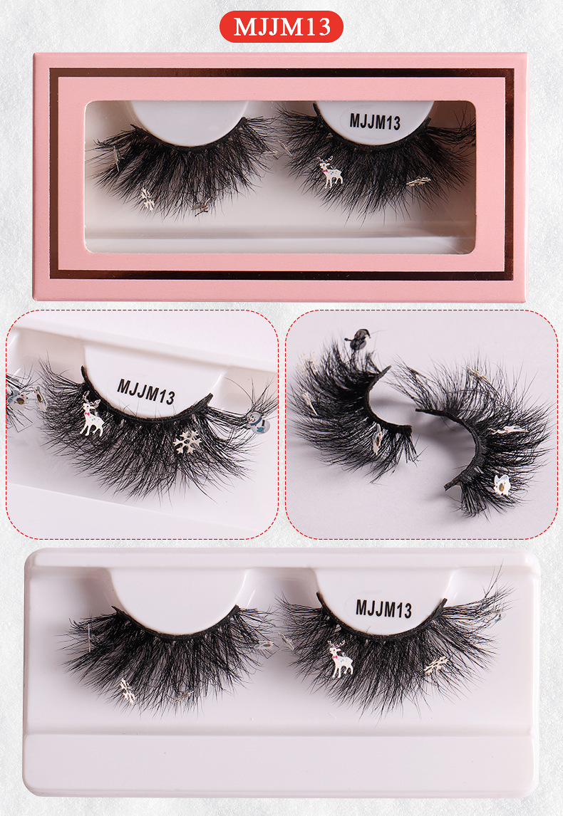 New Mink Hair False 1 Pair Powder Box Natural One Piece Eyelash false eyelashes_voghion.com