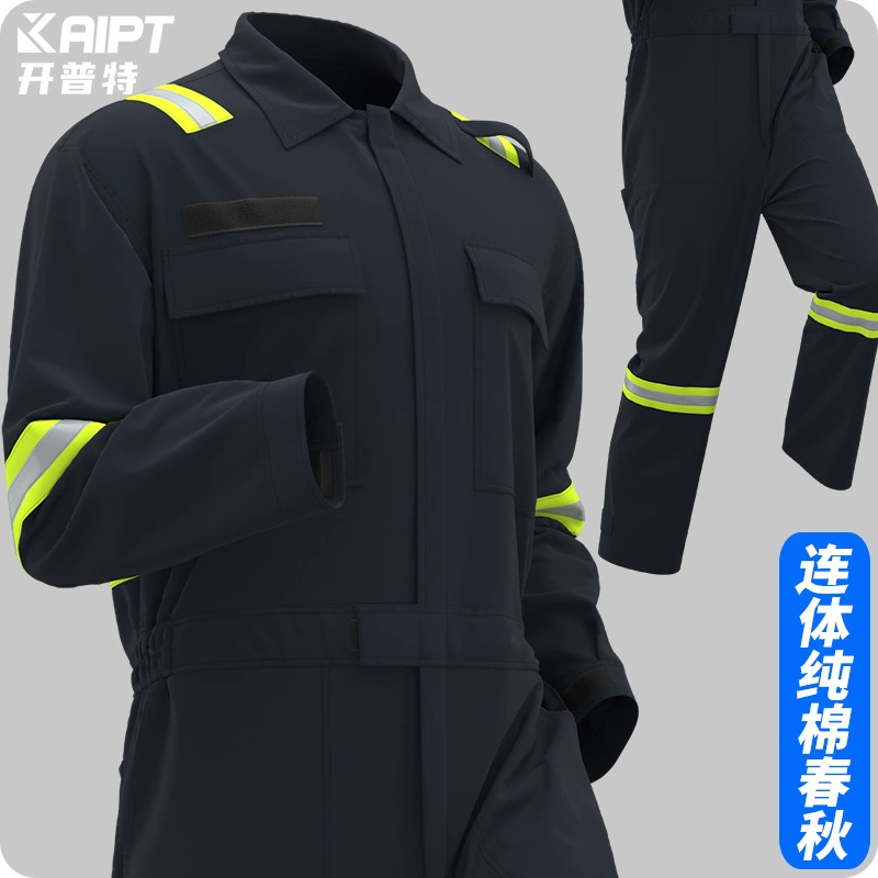 Трансграничный весенний и осенний хлопок соединенных комбинированных комбинезонов хлопчатобумажный цех завод светоотражающие полоски все хлопок рабочая одежда на заказ